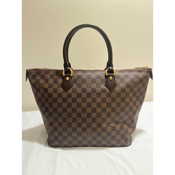 Louis Vuitton Saleya MM Damier Ebene Tote EXCELLENT Shoulder Bag Brown Leather - Picture 6 of 16